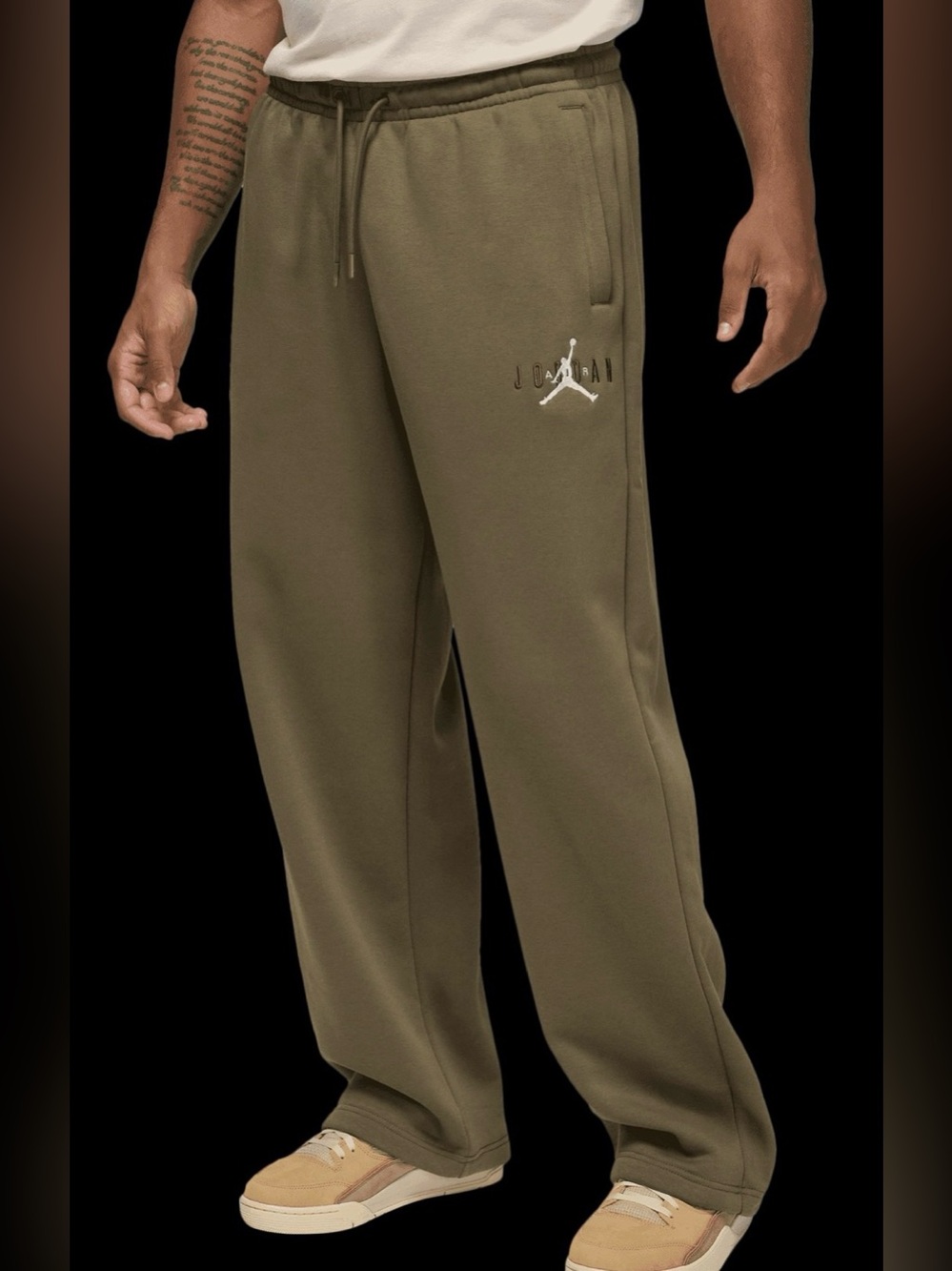 Nike Jordan Brooklyn Fleece Men's Joggers olive green Sweatpants size M